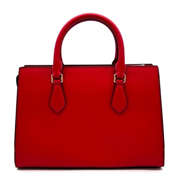 Michael Kors Sheila Medium Center Zip Satchel Bag Bright Red - Picture 5 of 13
